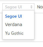 Dropdown showing the selected fonts